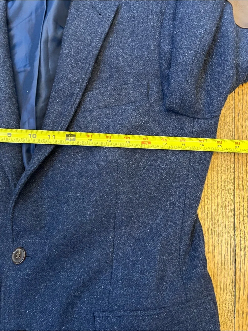 J. Crew Thompson Blazer Men’s Size 40 R Blue Elbow Patches Wool Blend Two-Button
